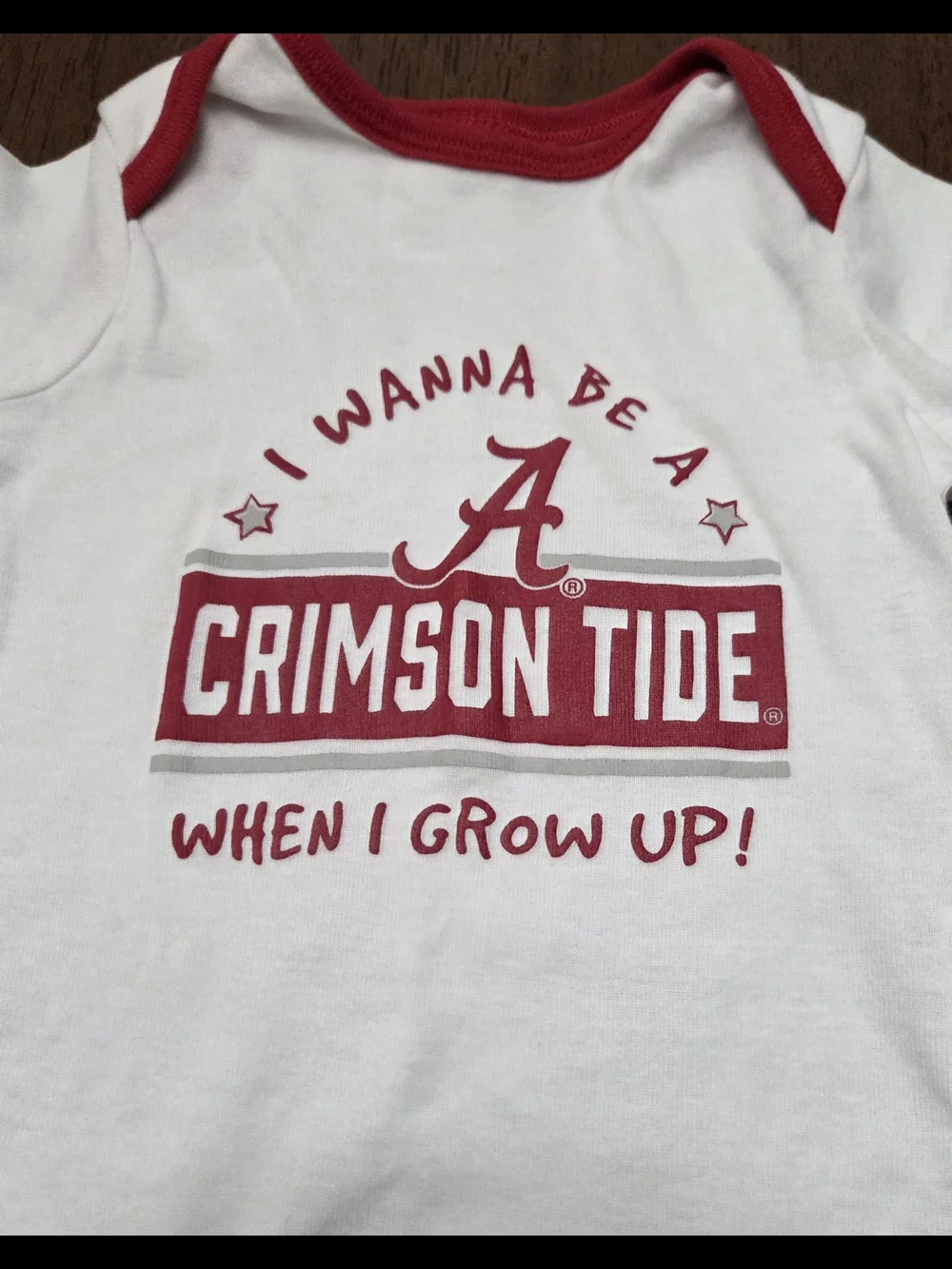 Champion Alabama White Baby Bodysuit with Red Trim - Size 6-9M